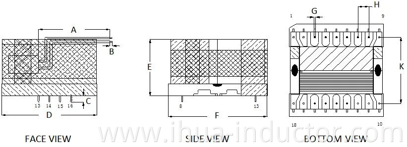 Ee/Eel/Ef/Efd/Em/Ep/EPC/Er/Etd Type /G Type/Pot Type Flyback Switching Mode Power High-Frequency Transformer